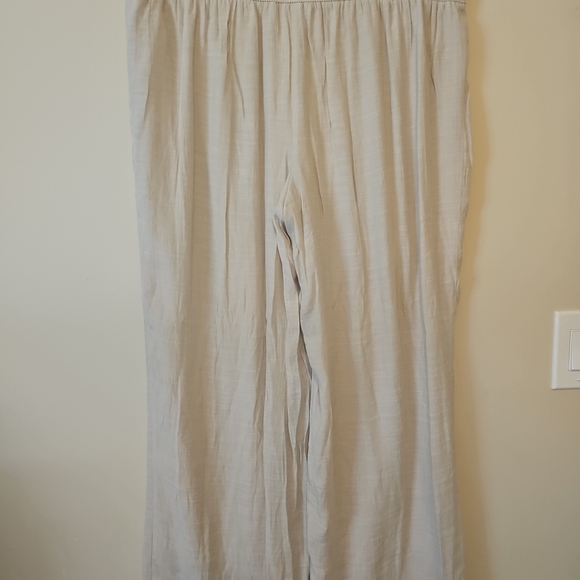 JM Collection Women's 1X Beige Metallic‎ Trim Casual Wide Leg Pants - Picture 6 of 12